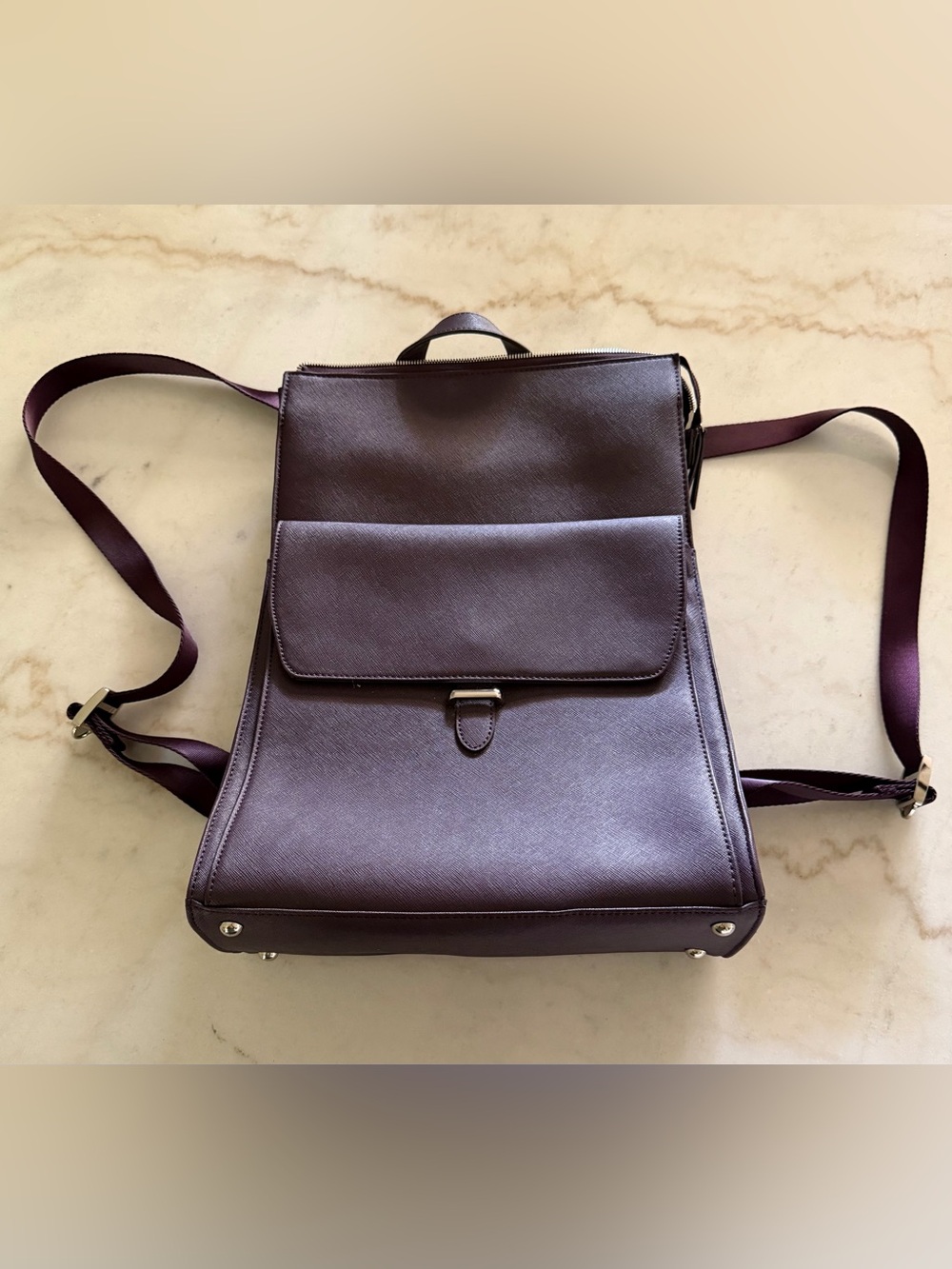 NWOT Samsonite Women's Executive Leather Convertible Backpack Purple Eggplant